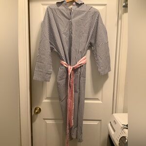 Women’s Blue Striped Dess with Pink Belt